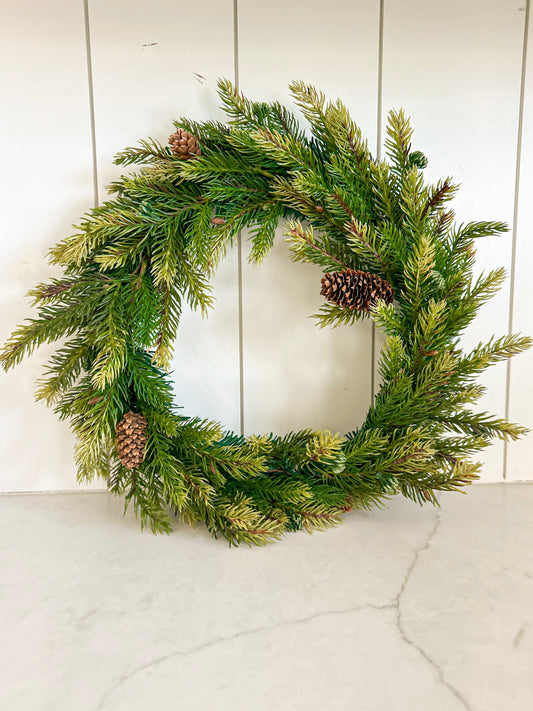 12" Green Pine Cone Wreath
