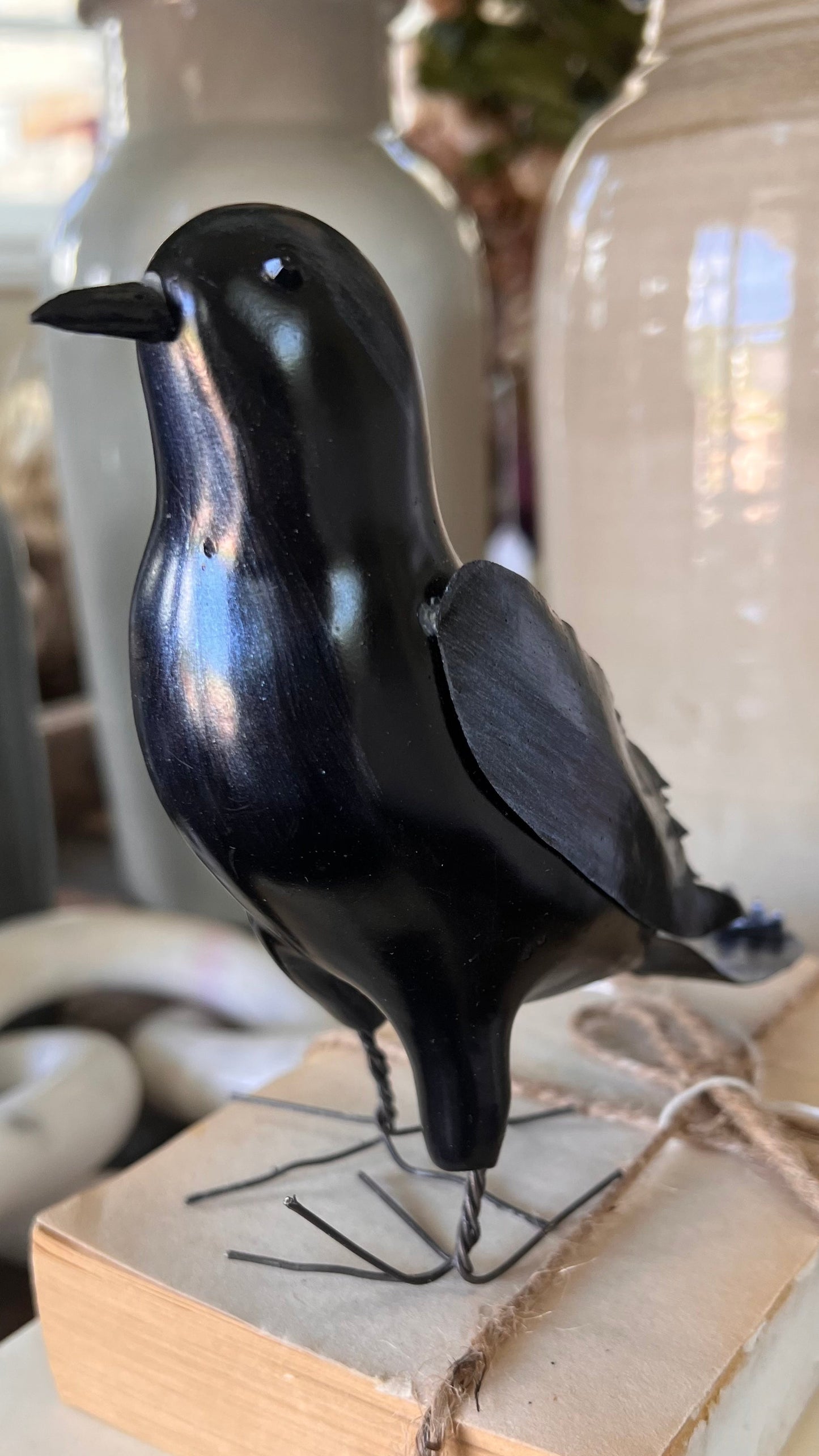 3" Black Scary Crow