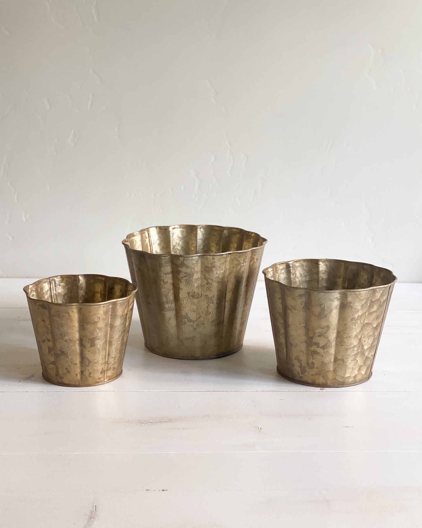 Gold Metal Scalloped Planters - 6 Sizes