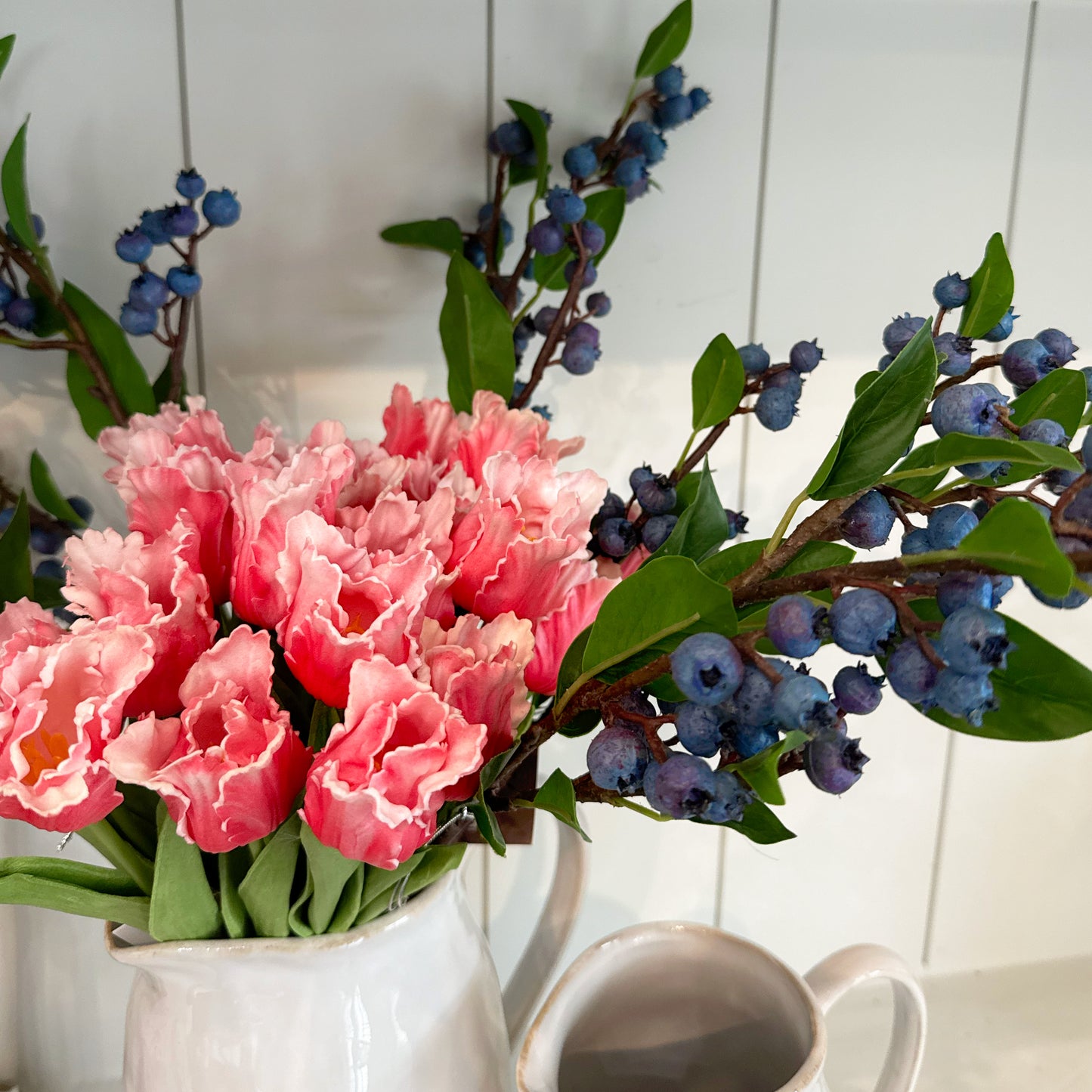 Artificial Blueberry Pick 21 Inch - Faux Berry Stem for Floral Arrangements