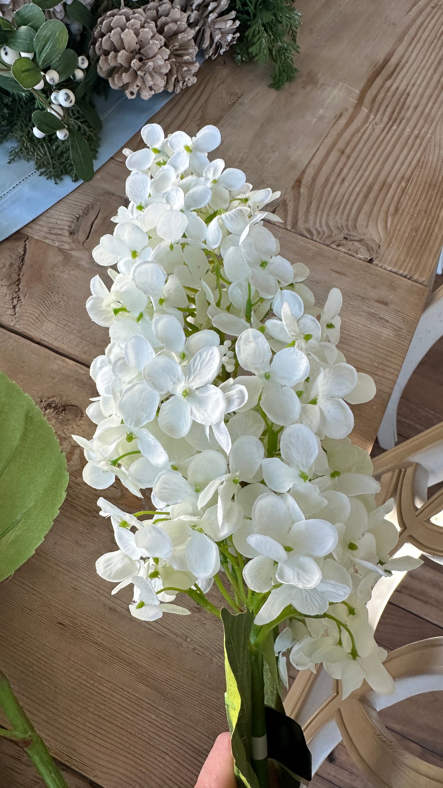 38.5" White Cone Hydrangea Stem