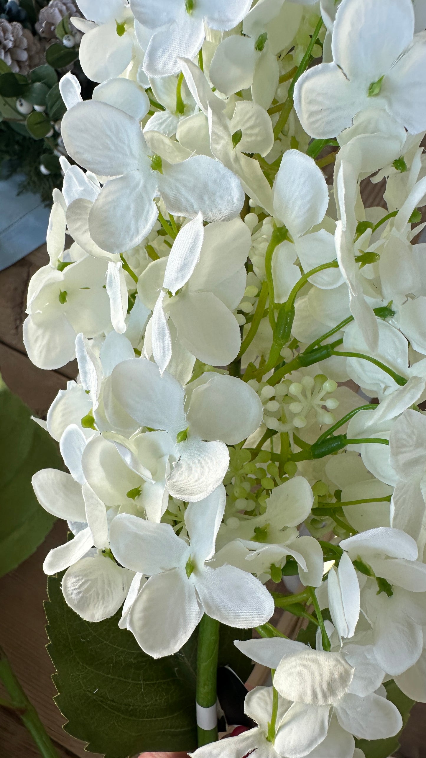 38.5" White Cone Hydrangea Stem