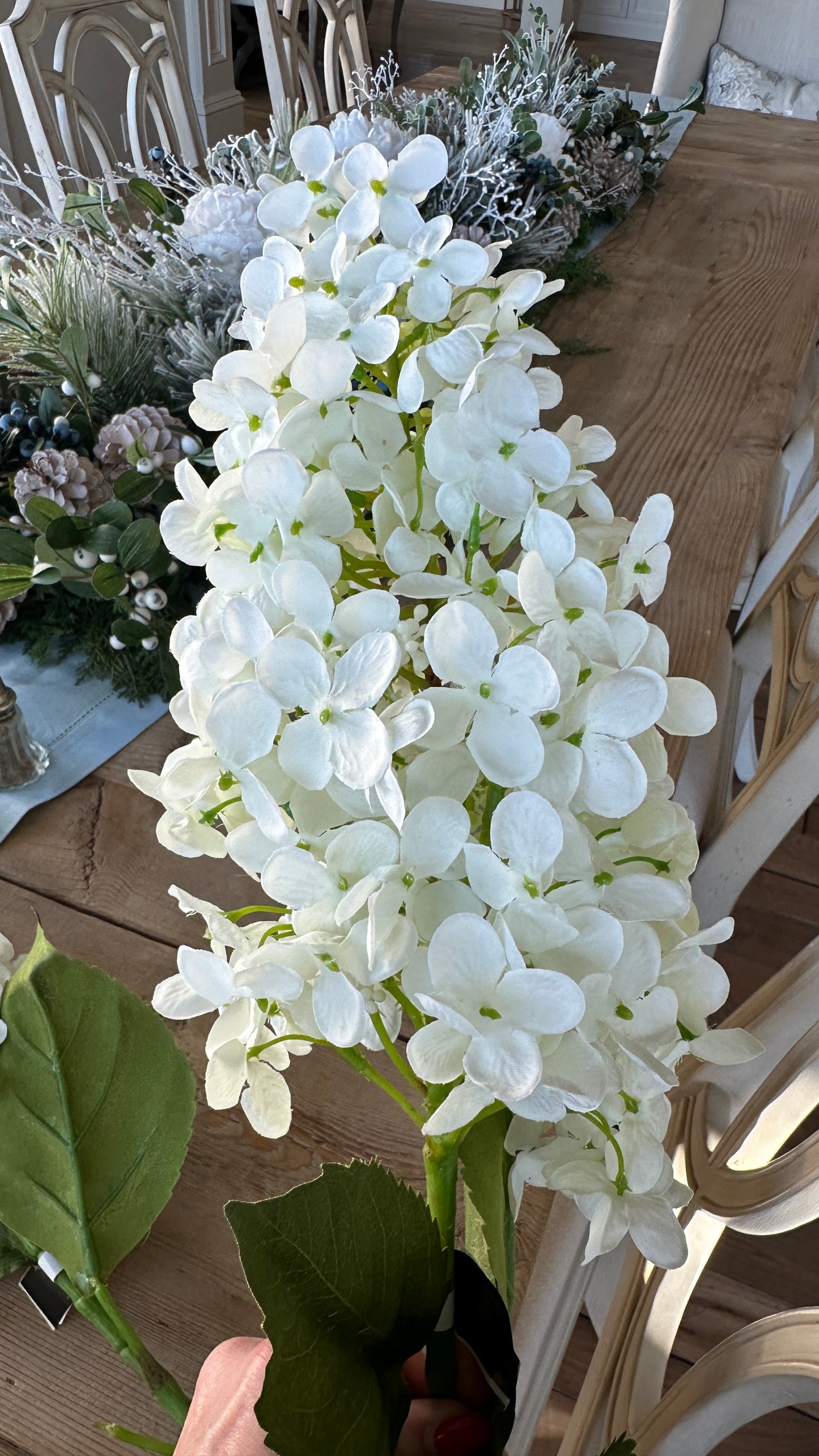 38.5" White Cone Hydrangea Stem