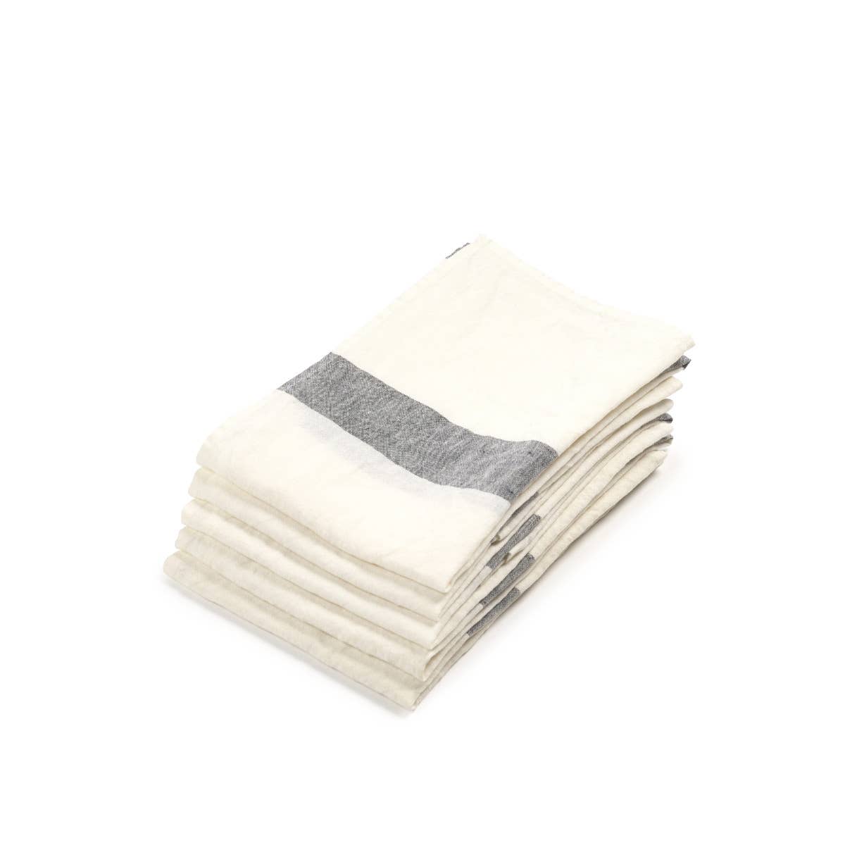 Libeco Porticcio Belgian Linen Tea Towel 27" x 27" - Black Stripe