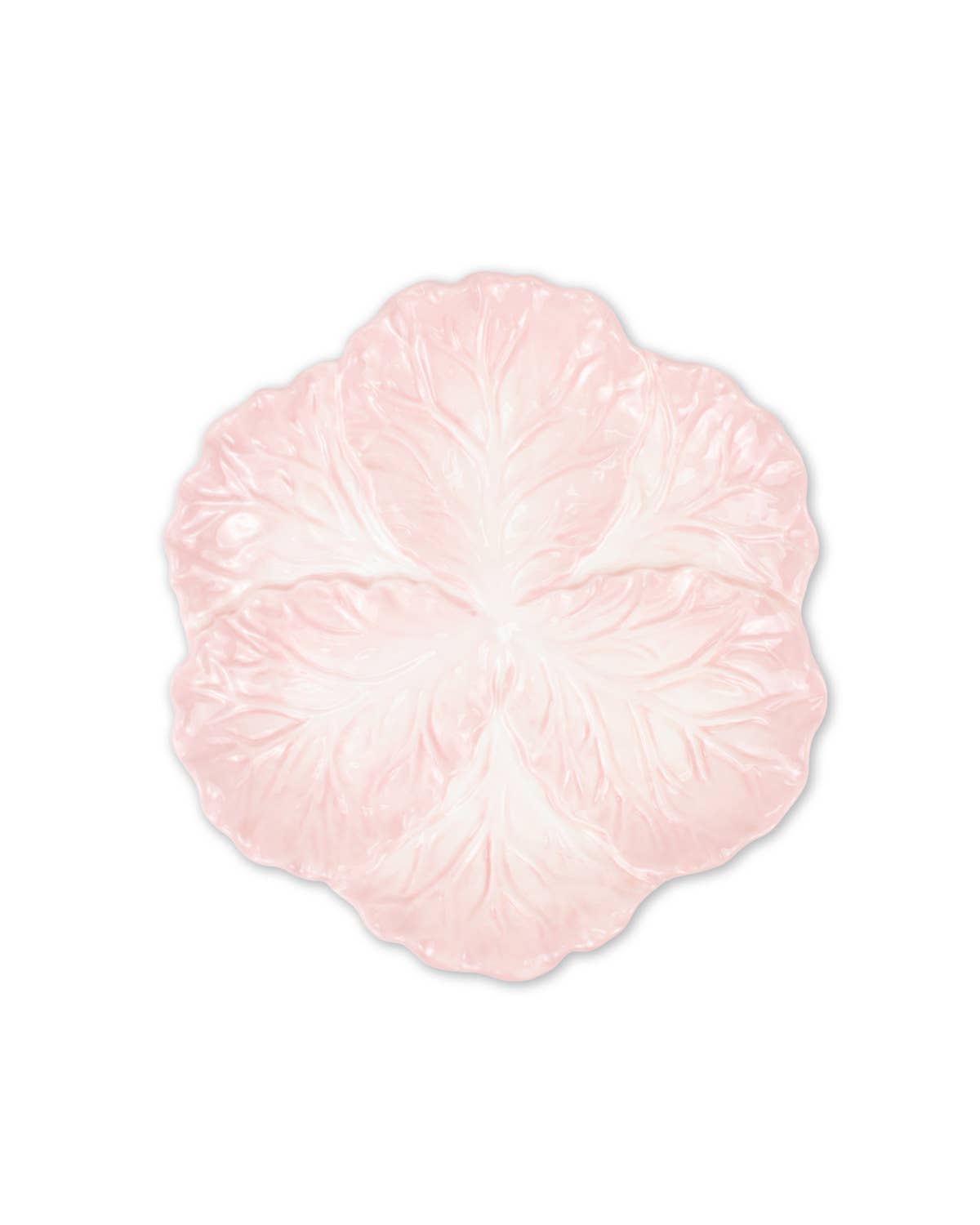 Pink flower-shaped plate on a white background