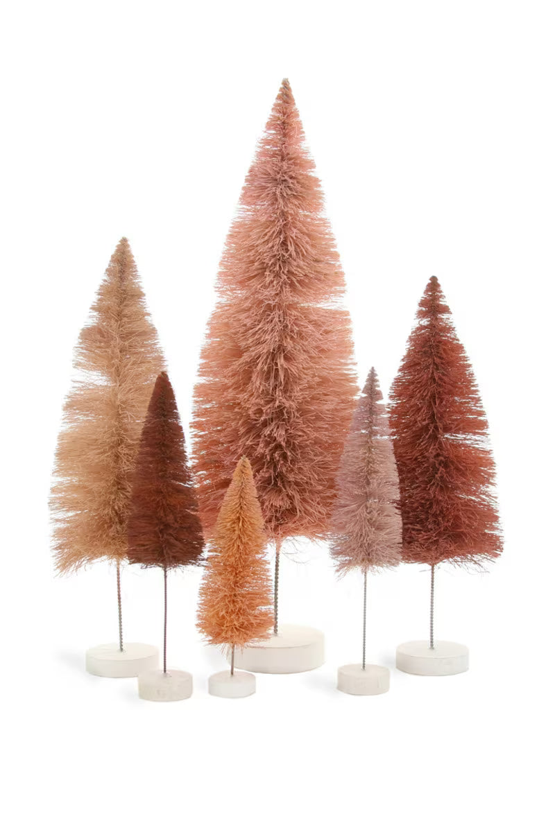 Cody Foster Bottle Brush Rainbow Christmas Trees - Set of 6 - Multiple Colors
