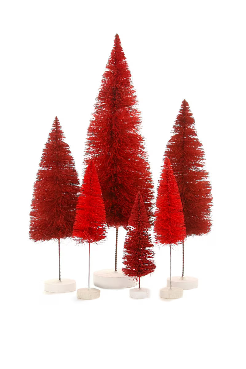 Cody Foster Bottle Brush Rainbow Christmas Trees - Set of 6 - Multiple Colors