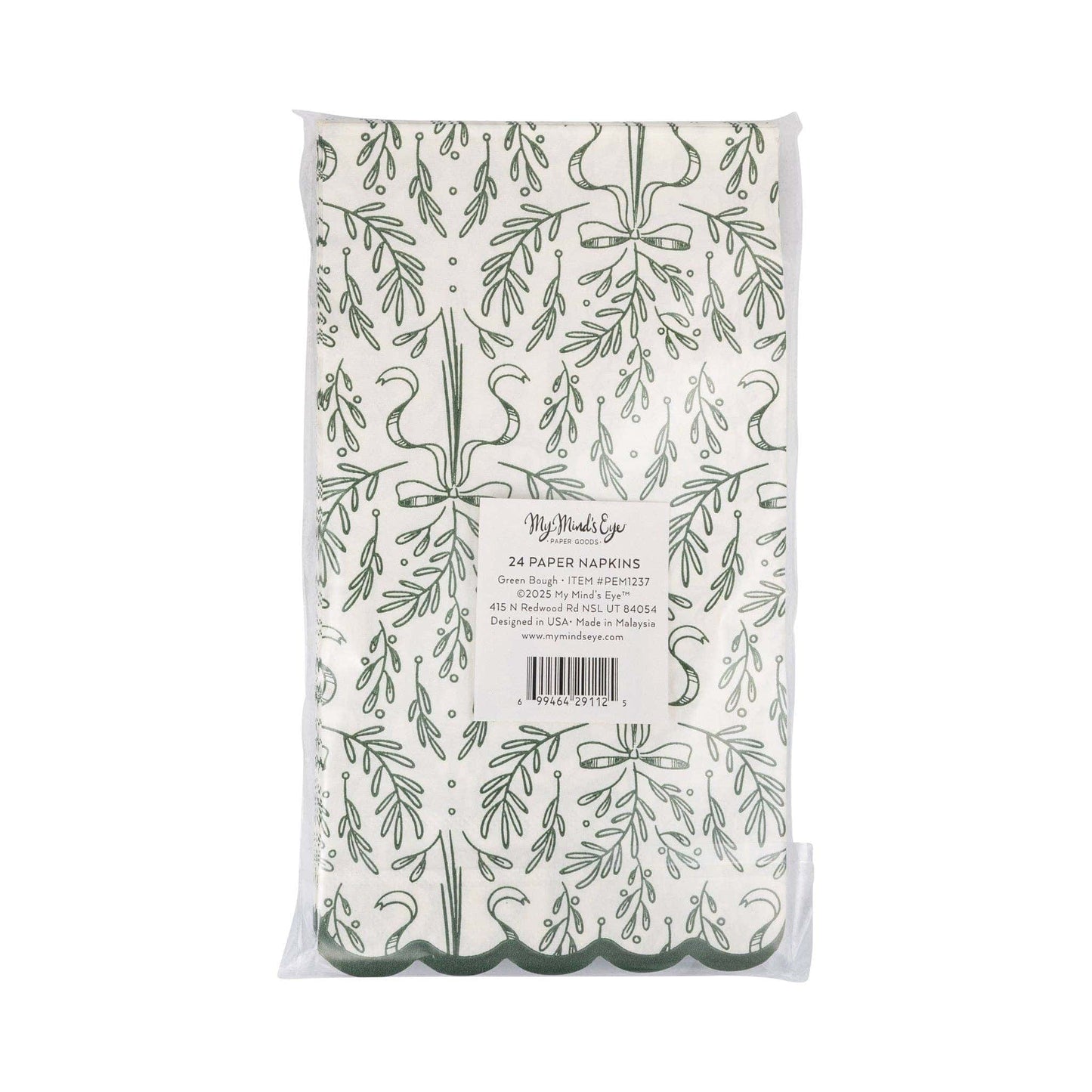 Pack of paper napkins with leaf pattern on a white background