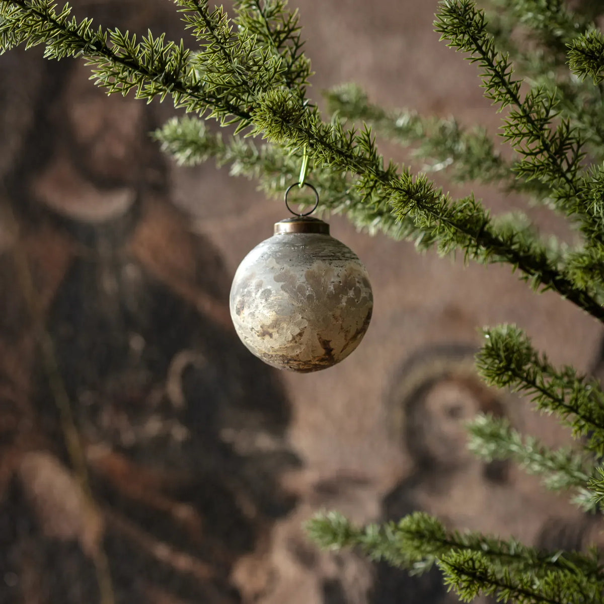 Etched Ancient Gold Glass Ornament - Vintage Antique Finish Christmas Decor