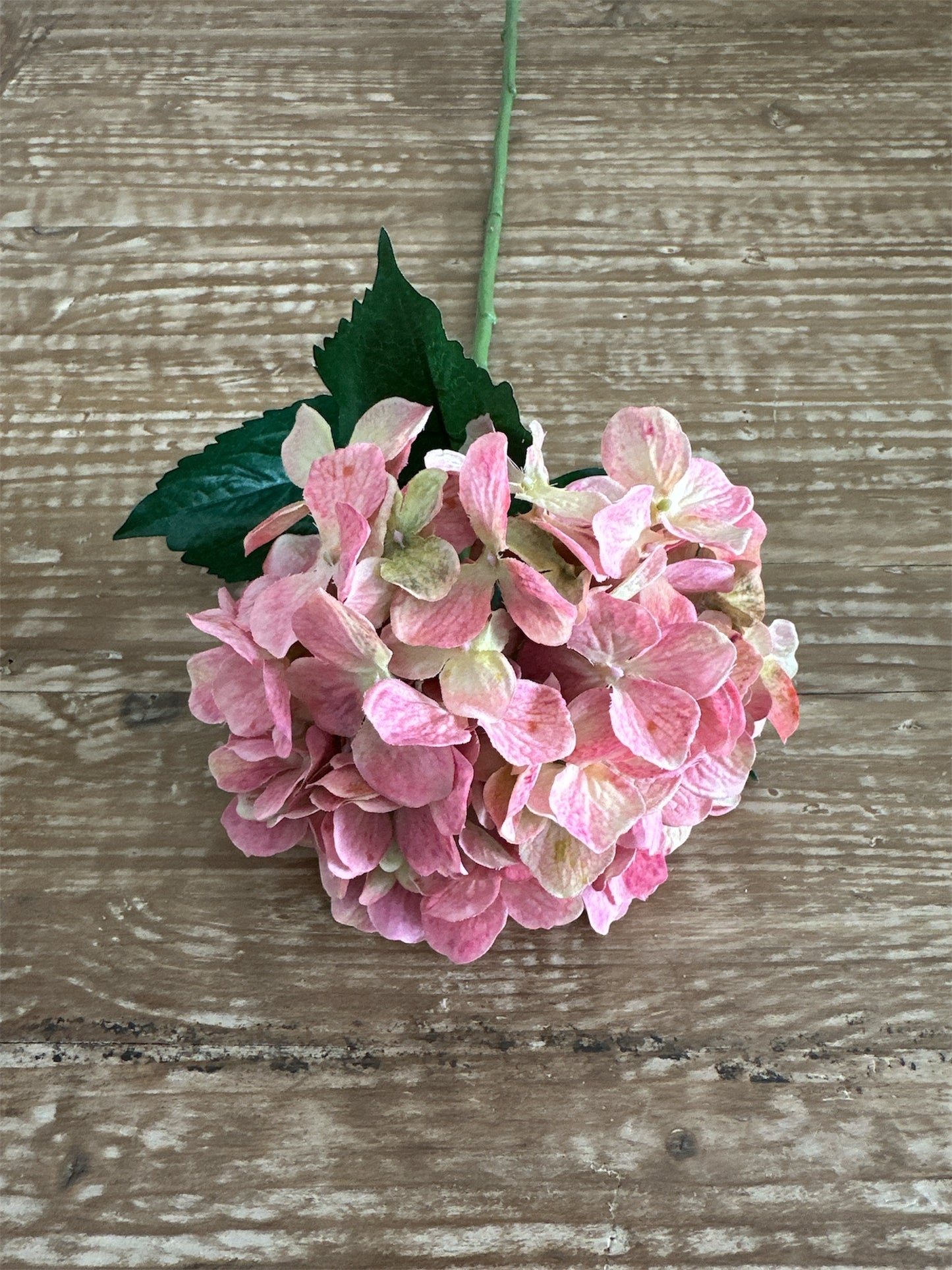 25" Light Pink and Green Artificial Hydrangea Spray