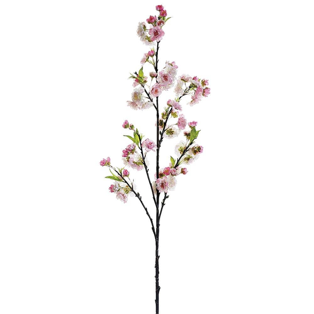 A artificial cherry blossom spray with pink flowers, 45 inches tall.