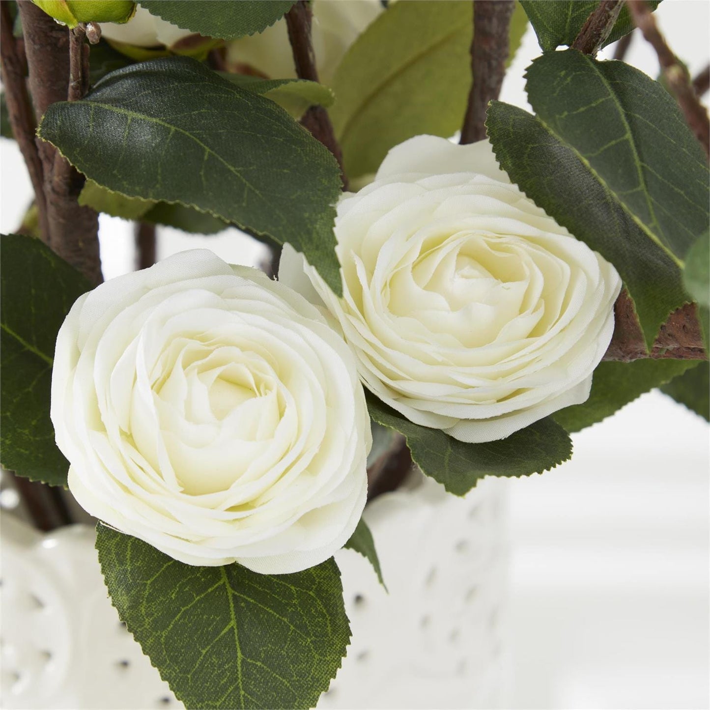 White Camellia Stem 30" - Single Stem Artificial Flower