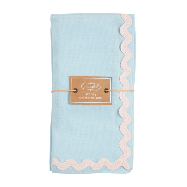Ric rac napkins in pink blue and white color options