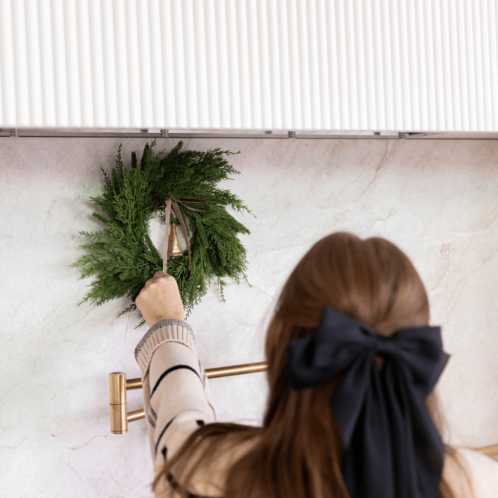 Brown bow on a Christmas wreath