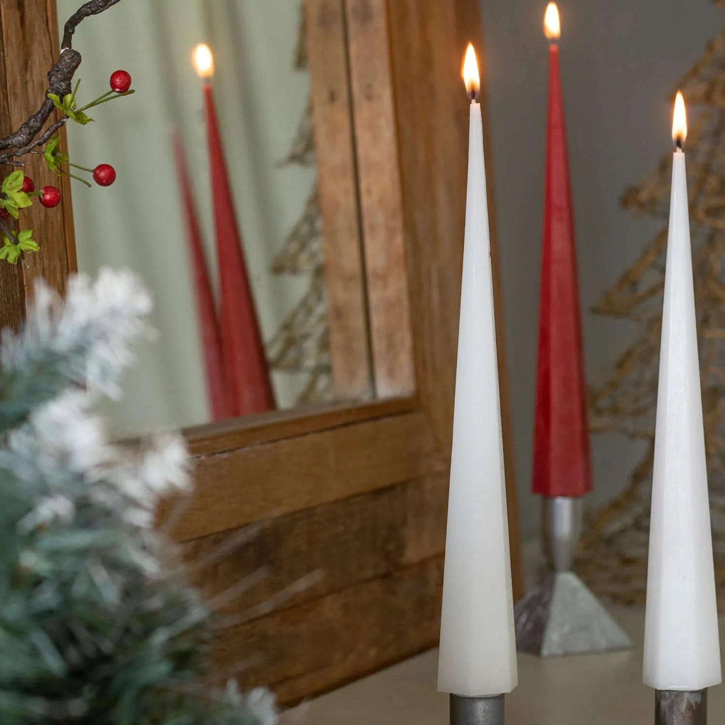 Crimson Red Tree Shaped Christmas Candle Boxed Set