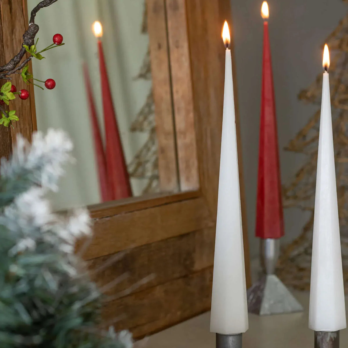 Crimson Red Tree Shaped Christmas Candle Boxed Set