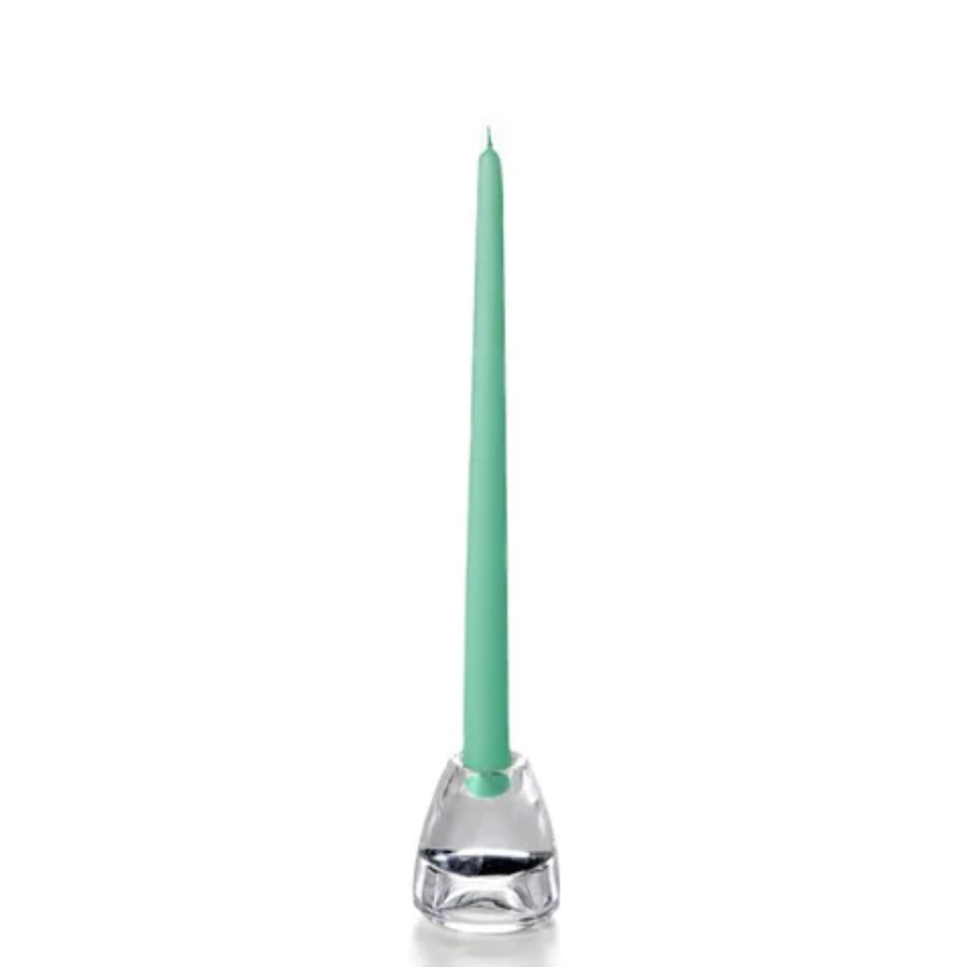 Aqua Green Hand-Dipped Tapered Candle - Box of 12 - Unscented
