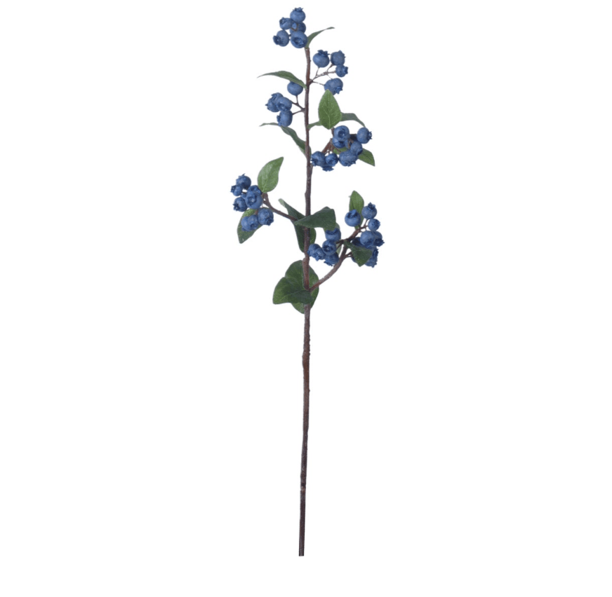 22.5" Artificial Blueberry Stem - Realistic Faux Berry Pick