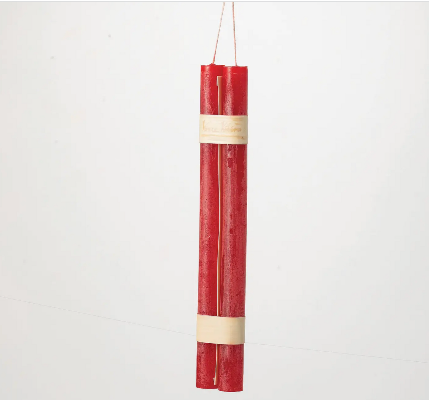 CRANBERRY RED HANGING TAPER CANDLE - 2