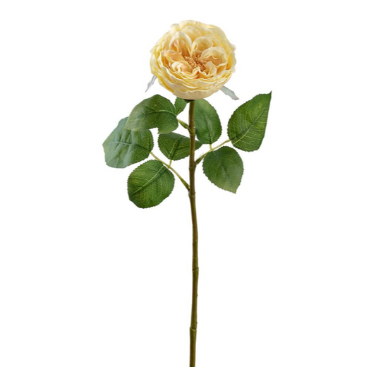 26" Yellow Cabbage Rose Spray