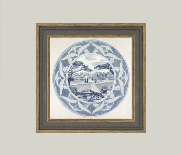 Garden View Design Framed Vintage Art