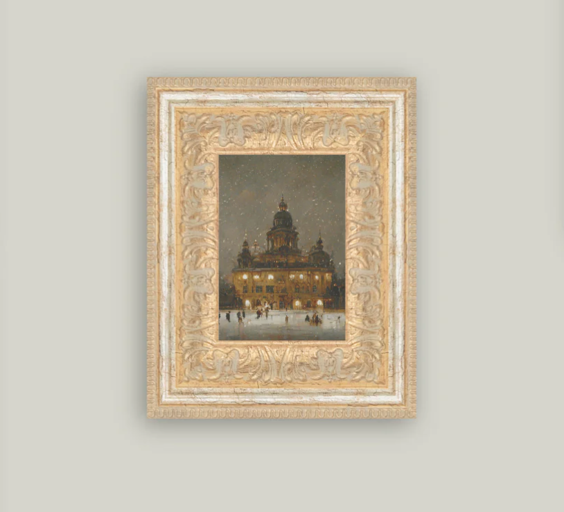 Ice Skating Framed Vintage Art