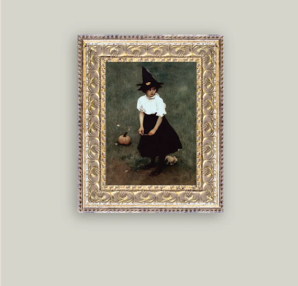 Little Witch Framed Vintage Art