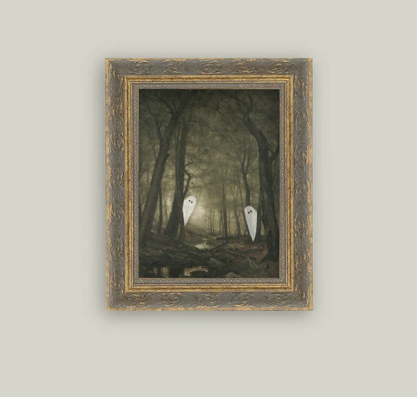 Peeking Ghosts Framed Vintage Art