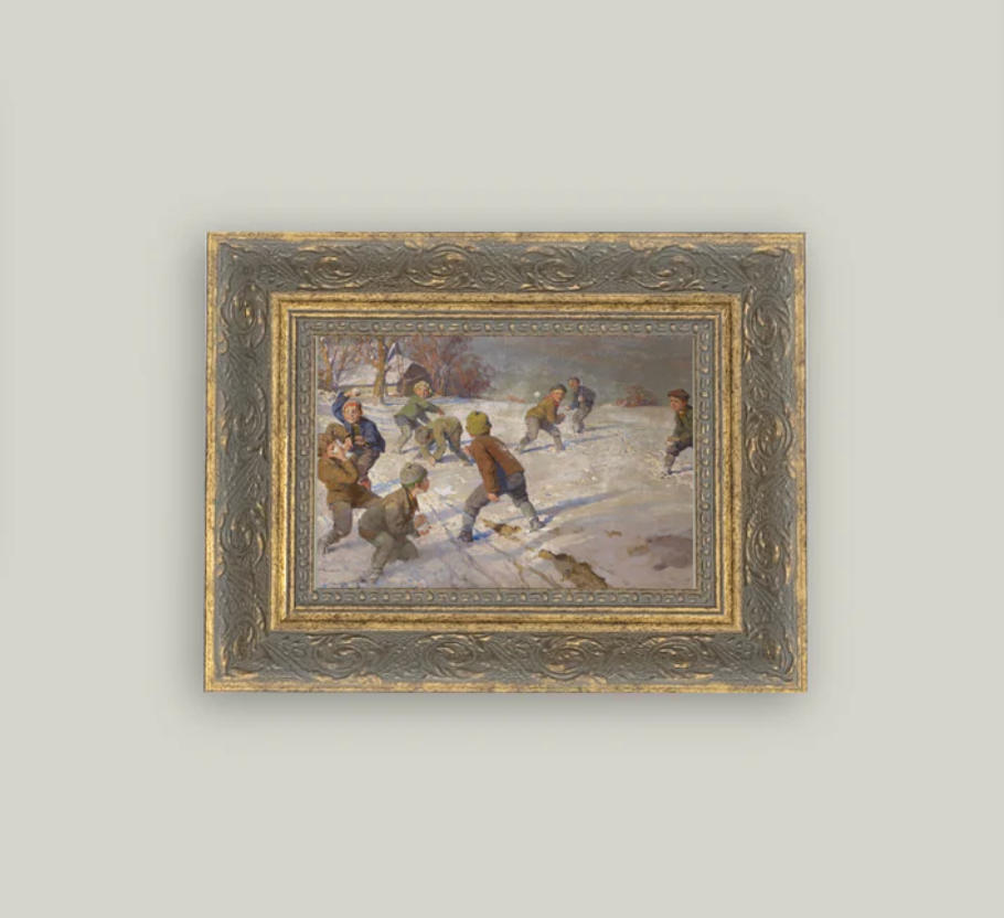 The Snowball Fight Framed Vintage Art