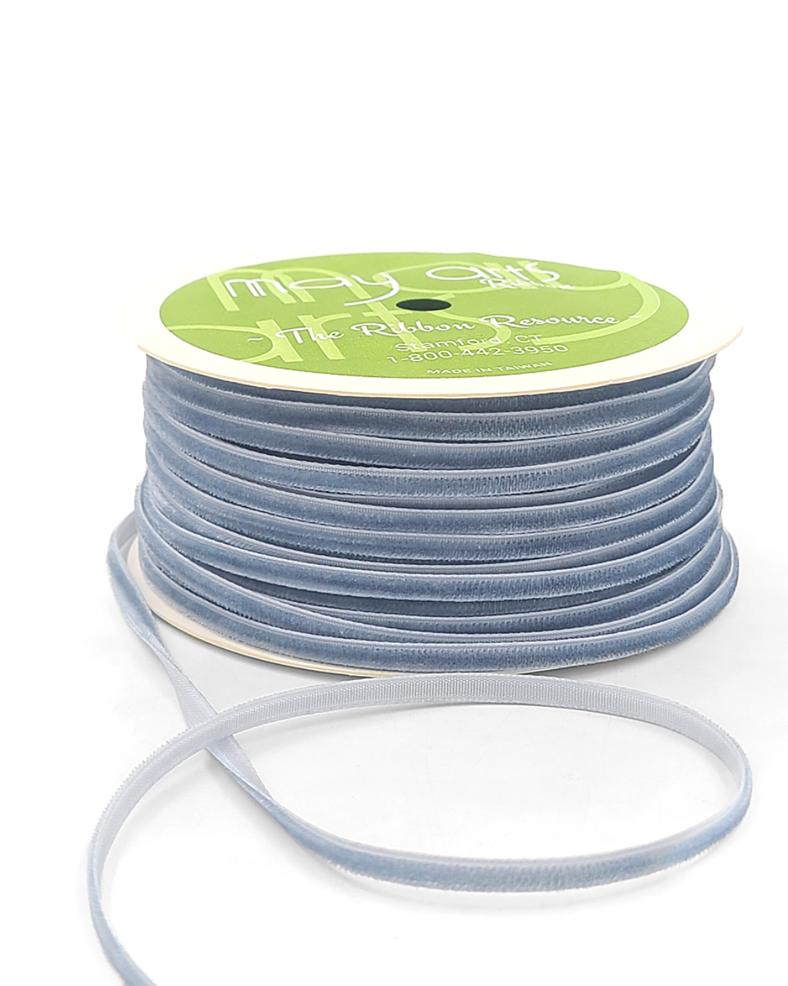1/8 inch Velvet String Cord Ribbon with Woven Edge in Slate Blue