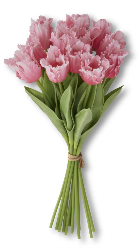 13 Inch Rose Real Touch Parrot Tulip Bundle (12 Stems)