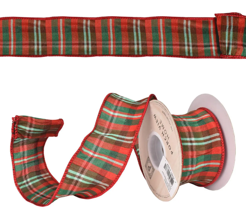 Christmas Cottage Plaid Ribbon 2"