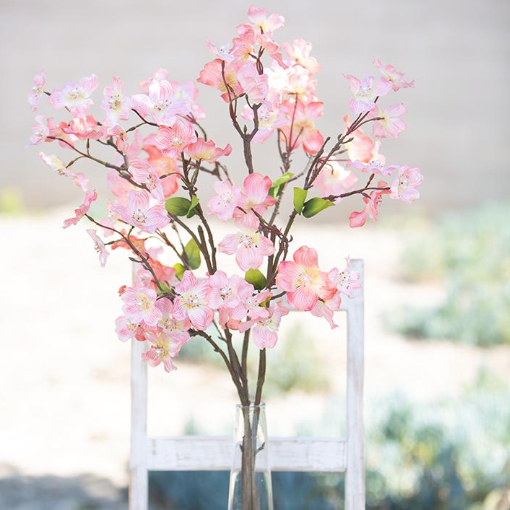Peachy Pink Dogwood Stem with Pearl 36" - Single Stem Artificial Flower