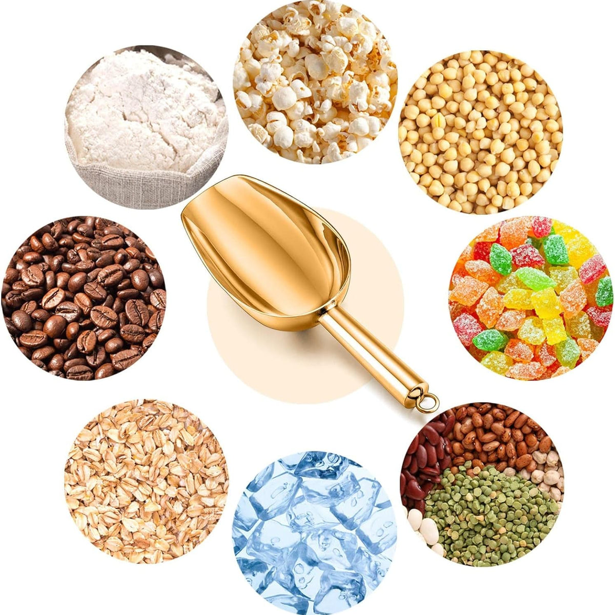 Stainless Steel Ice Scoop 5 oz - Gold Finish Metal Scoop
