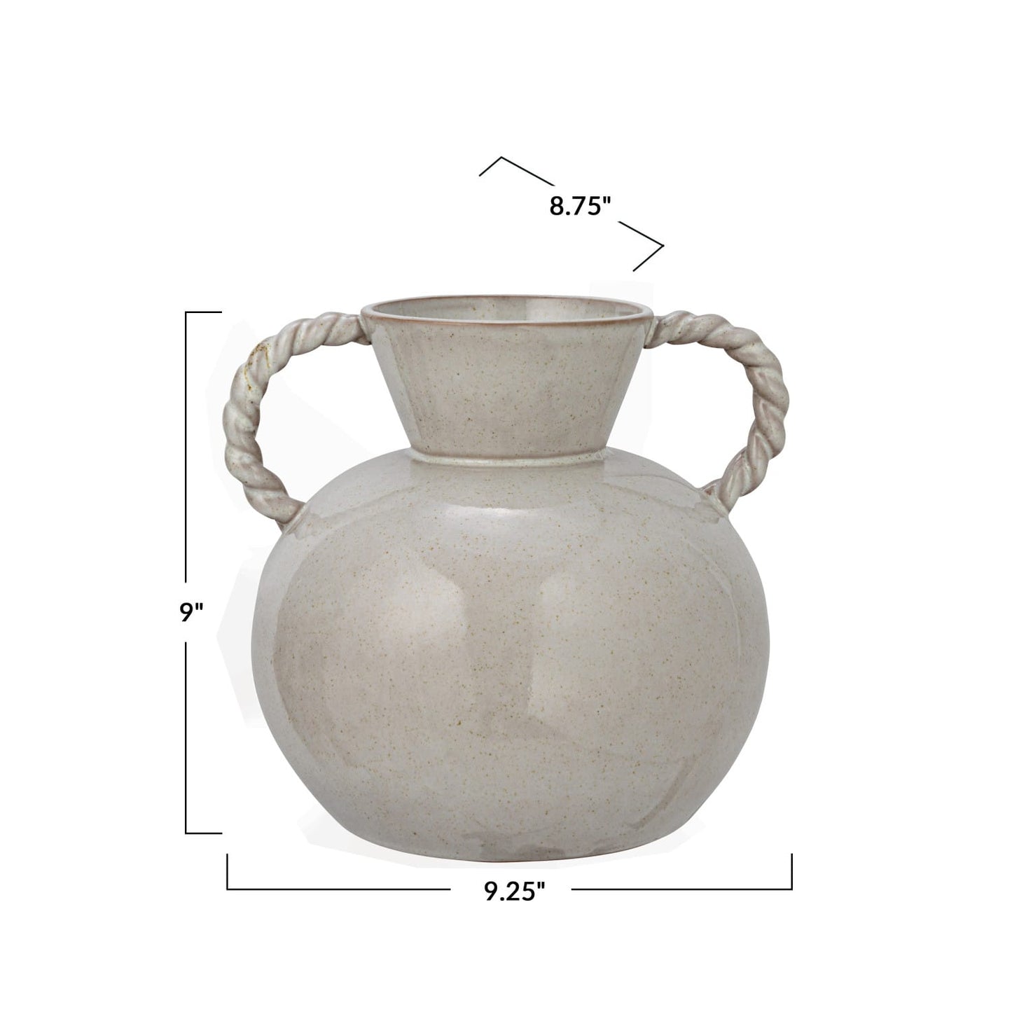 Stoneware Vase with Twisted Handles - Reactive Glaze Ceramic Vase