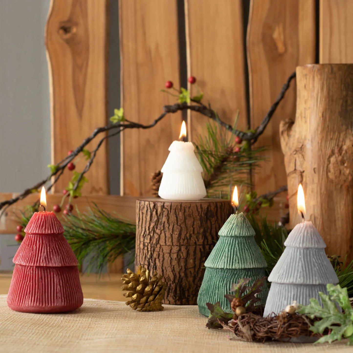 Red Christmas Tree Candle - Two Sizes