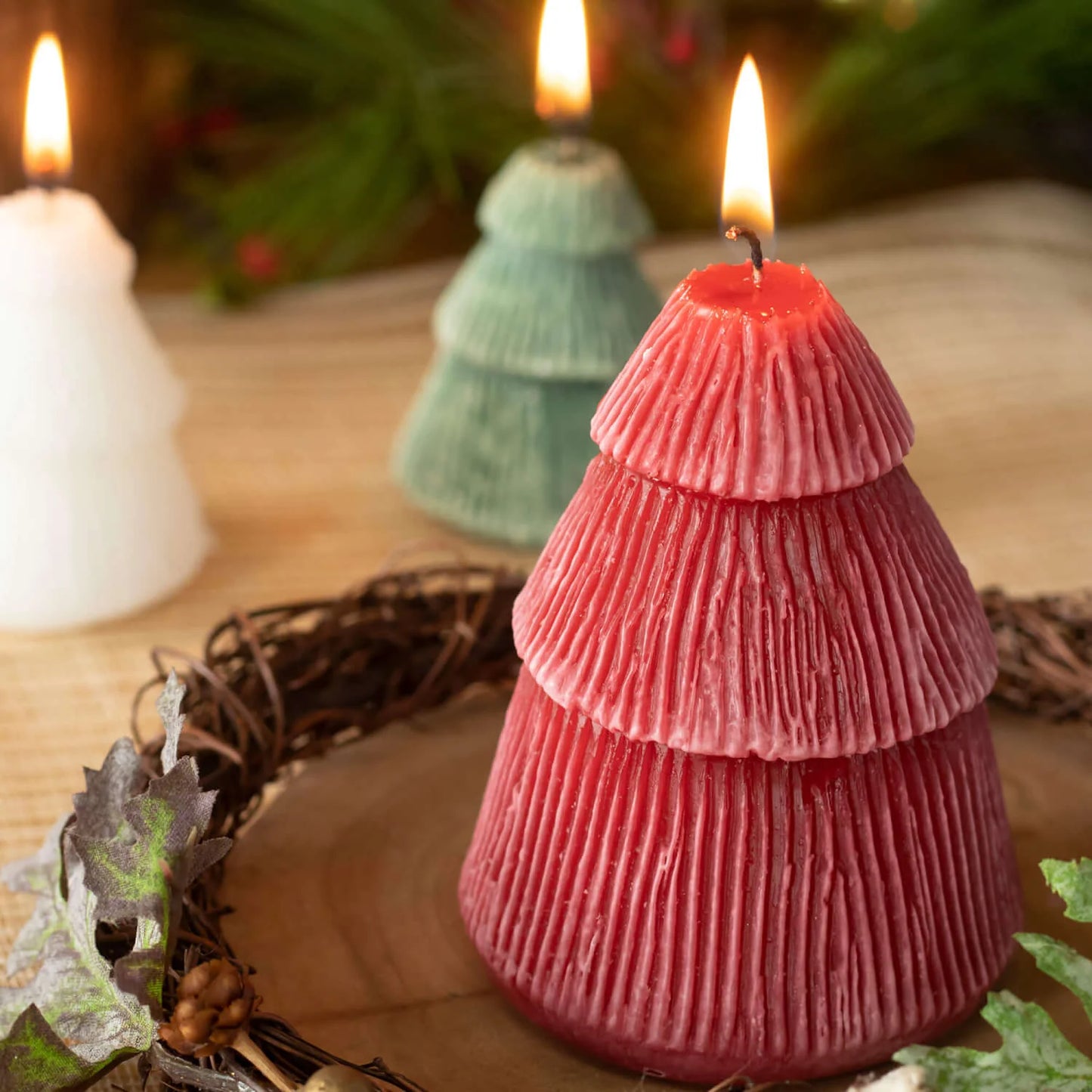 Red Christmas Tree Candle - Two Sizes