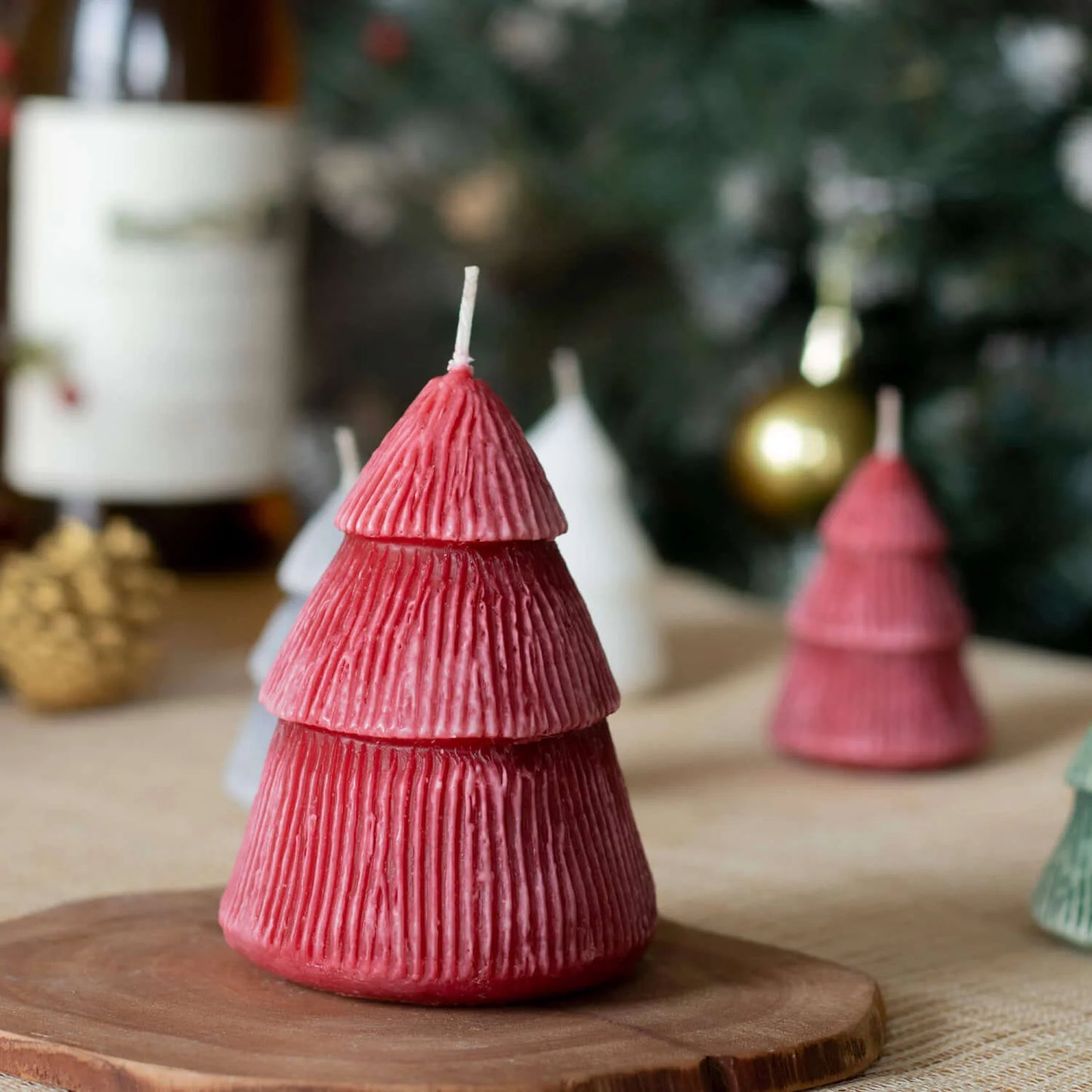 Red Christmas Tree Candle - Two Sizes