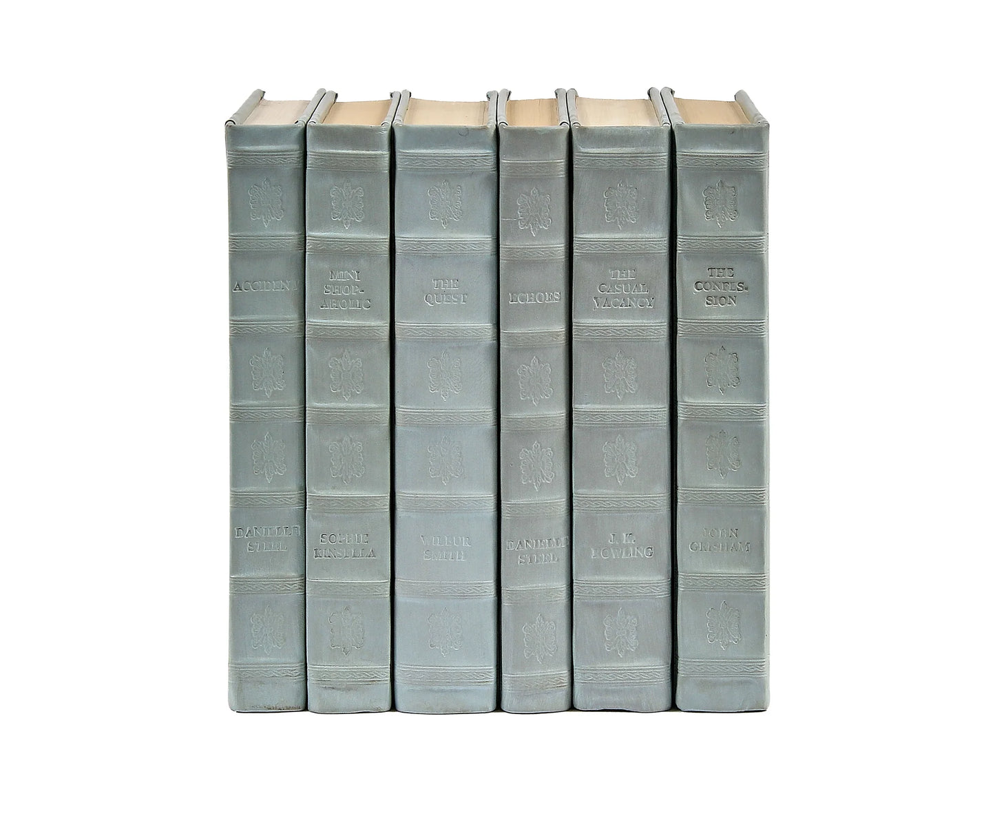6 Vol. Light Blue Leather Bound Decorative Books