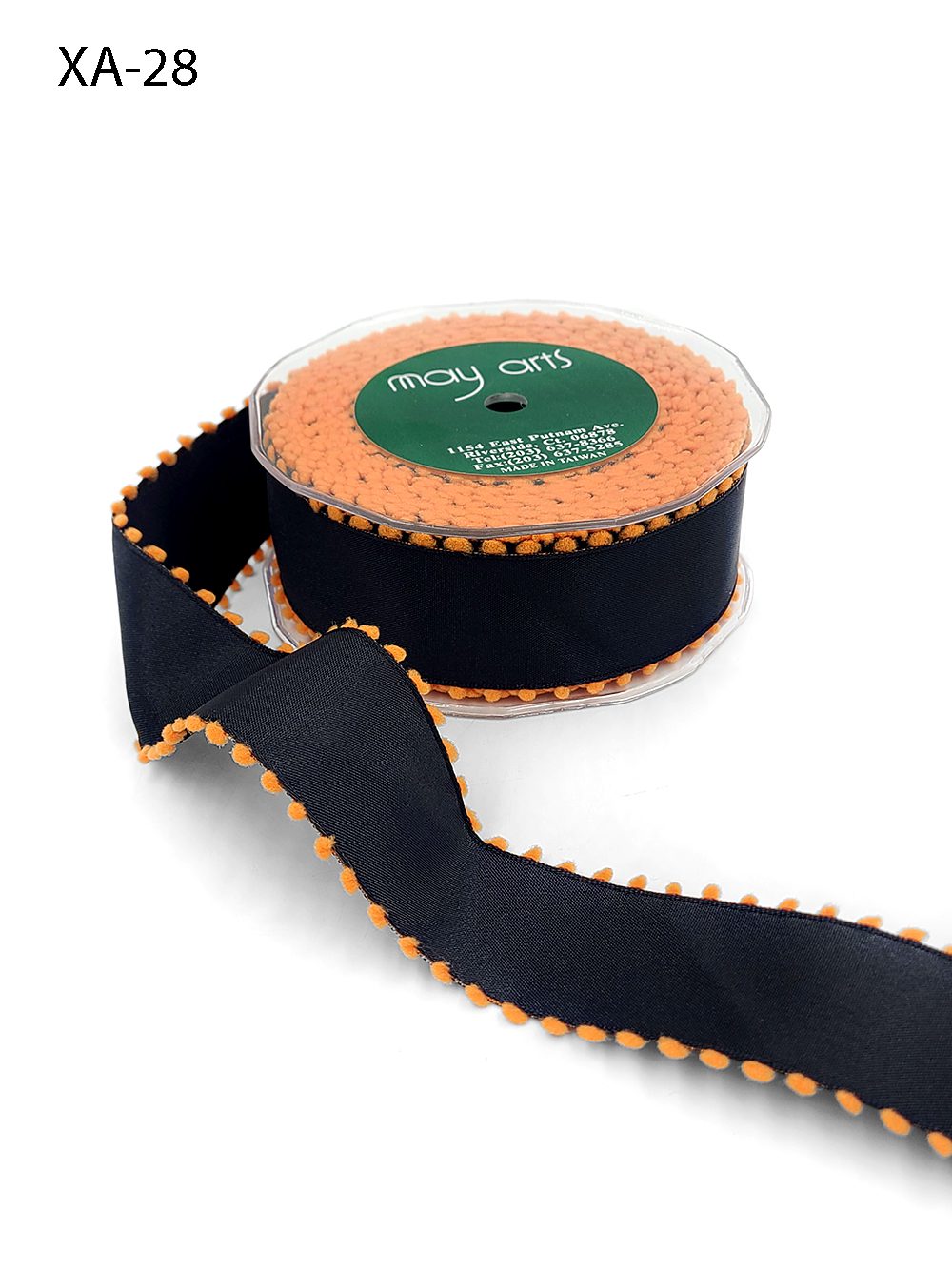 1.5 Inch Taffeta Ribbon with Pom Pom Wired Edge