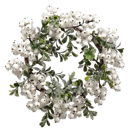 10" ICED BERRY/BOXWOOD WREATH IN CREAM