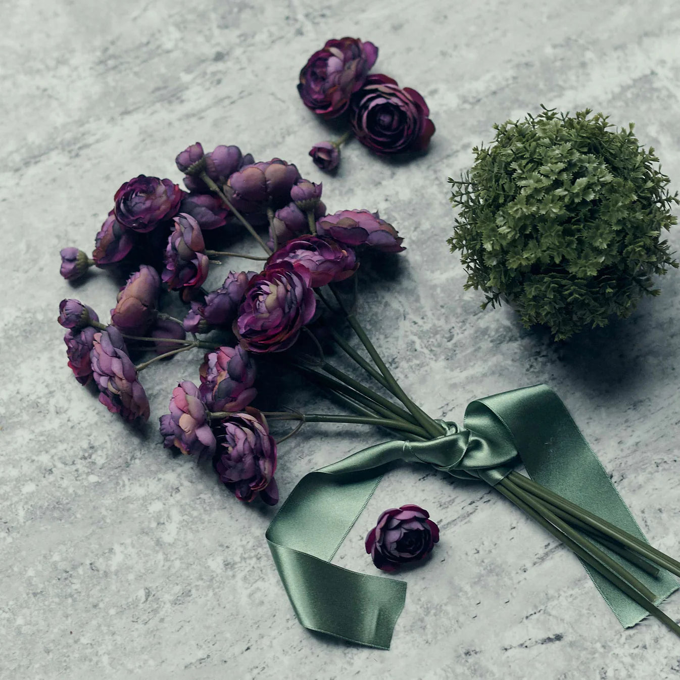 Artificial Ranunculus Bunch, Purple