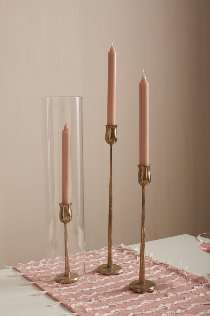 Auric Gold Taper Candlestick Holder – Sleek Modern Design in 3 Sizes