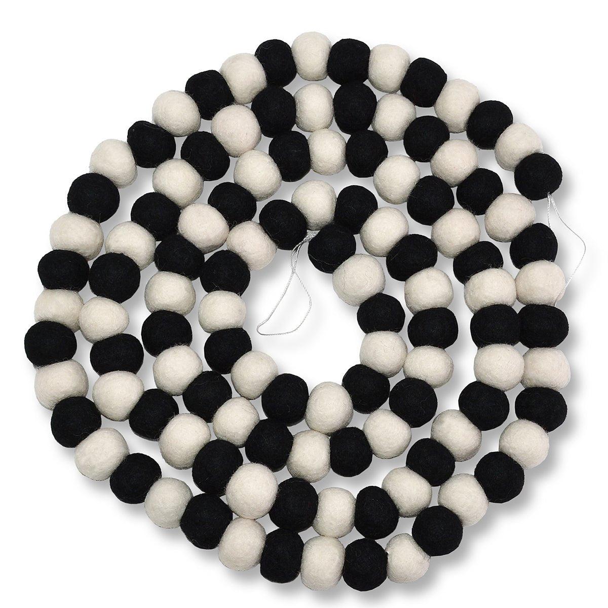 Black and White Felt Ball Garland - Halloween & Everyday Décor