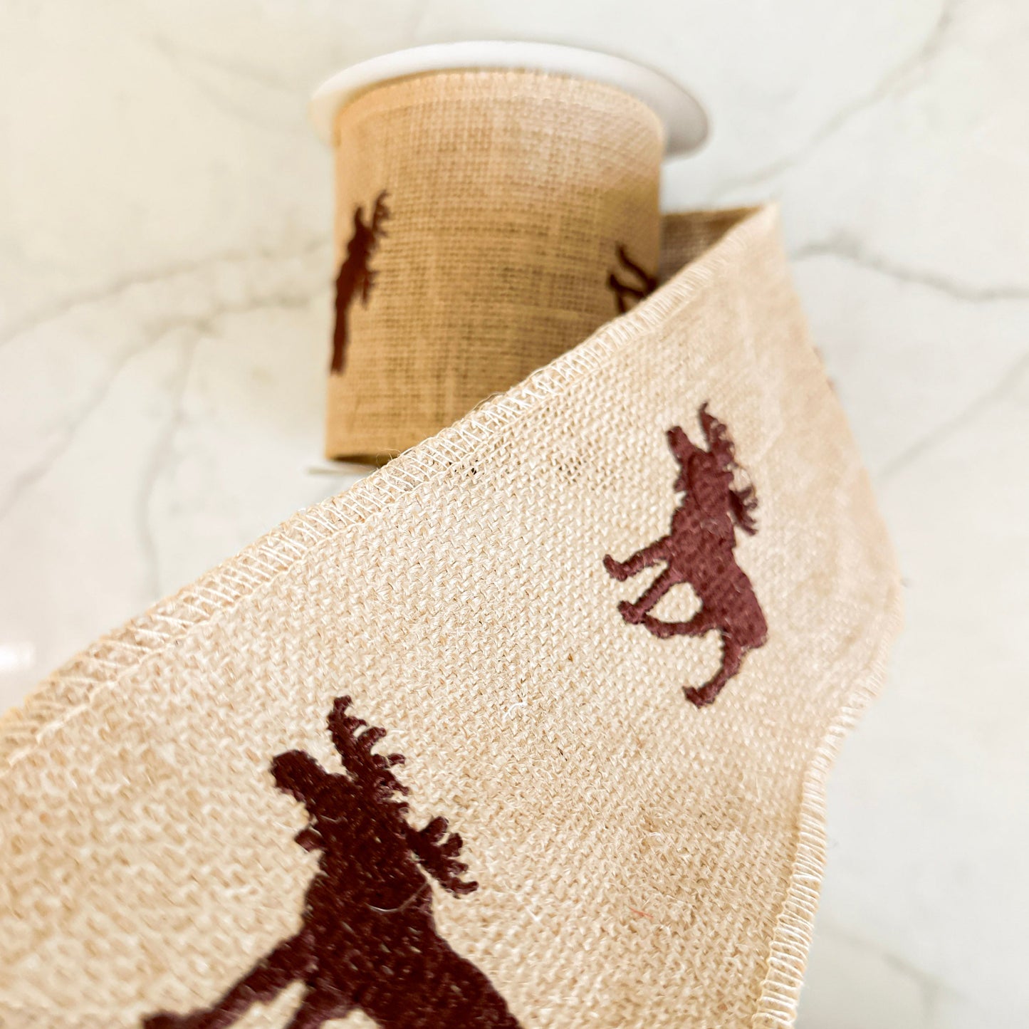 burlap-ribbon-with-moose-pattern