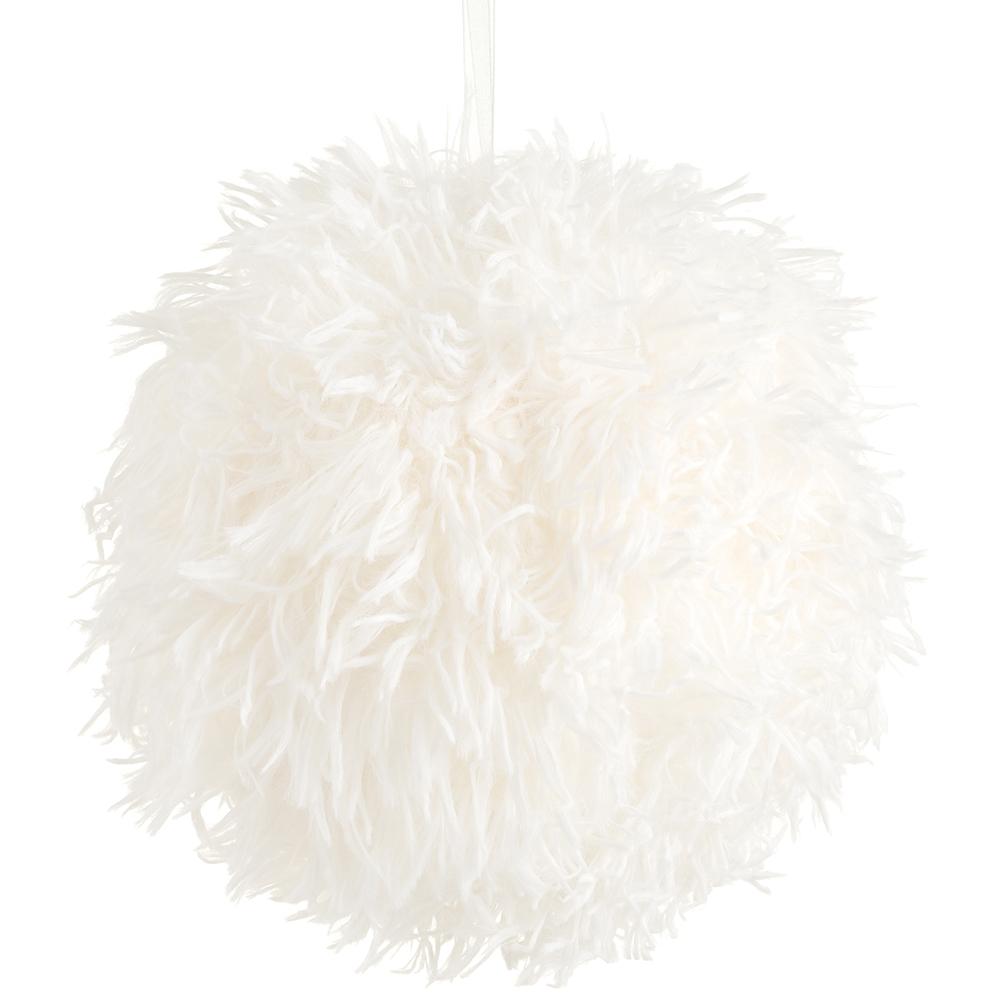 5" Fur Ball Ornament White