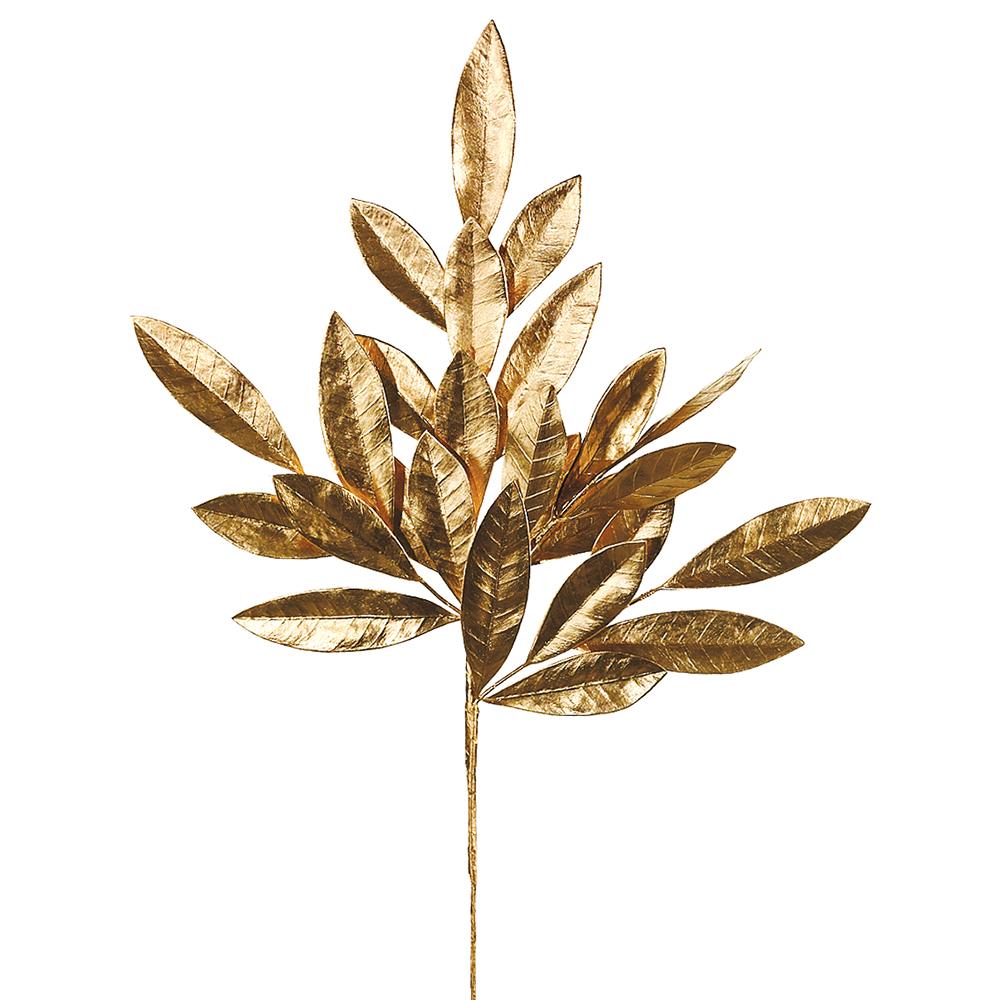 19" Bay Leaf Spray Gold