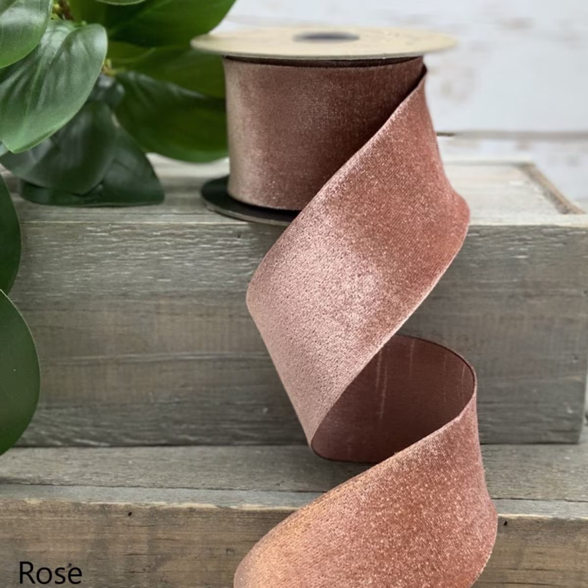 Cut Edge Velvet Ribbon - Rosewood Pink | 2" Width | 5 Yard Roll
