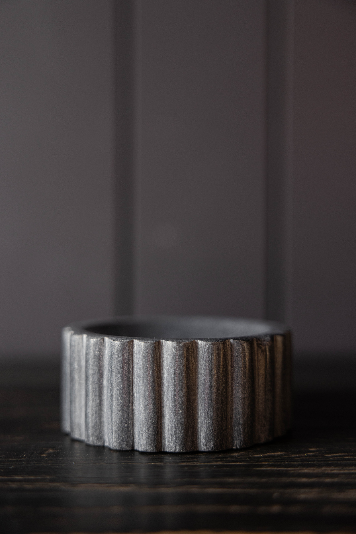 Fluted Soap Dish Black Marble