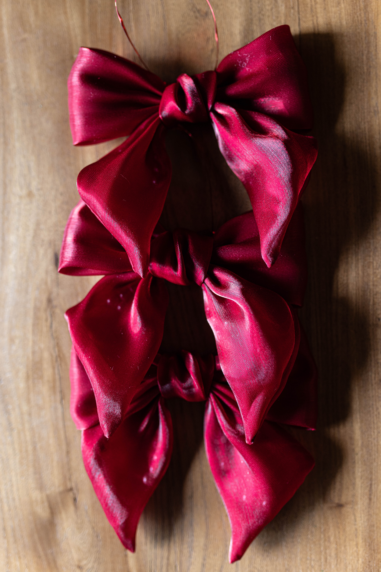 Red Gauze Bow - Set of 3